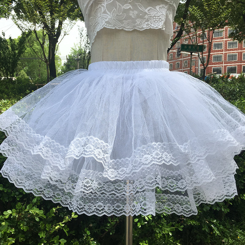 Layered Lace Tutu or Lolita Petticoat Underskirt Waist Coat Kawaii White Layered Lace Tutu or Lolita Petticoat Underskirt Waist Coat Kawaii White