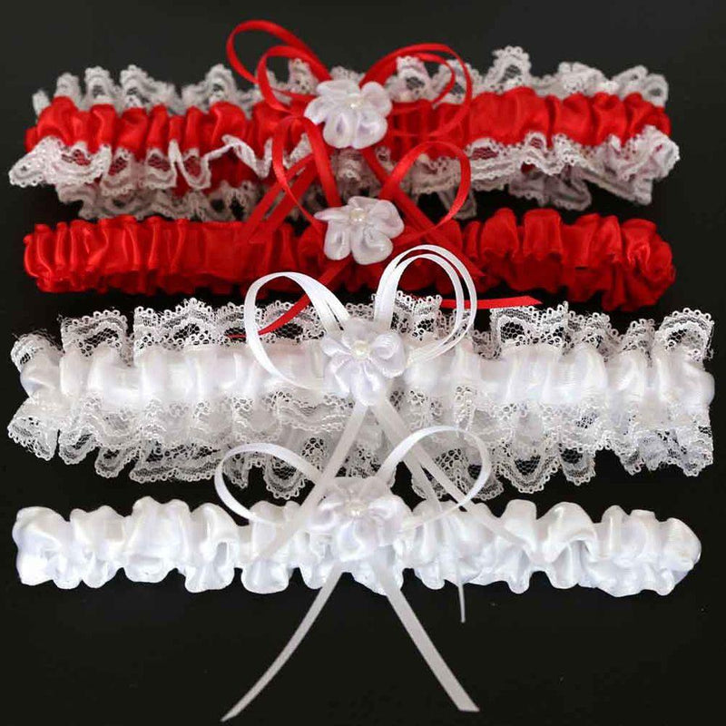 Ruffled Garter Belt Set Elastic Wedding Bridal Flowers | Kawaii Babe Ruffled Garter Belt Set Elastic Wedding Bridal Flowers | Kawaii Babe