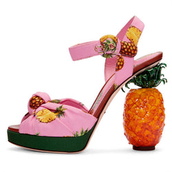 pink pineapple tropical paradise 3d high heel sandals ankle straps vogue high fashion dolce & gabbana harajuku japan street fashion by kawaii babe