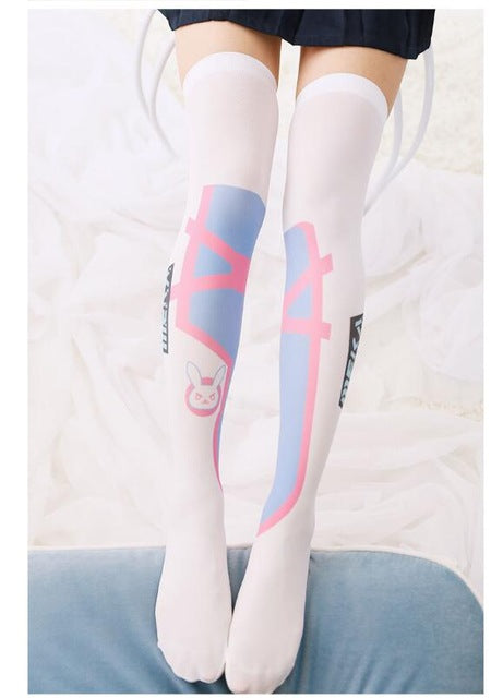 Overwatch D.VA DVA Cosplay Anime Thigh High Stockings Leggings Tights Fairy Kei Pastel Anime