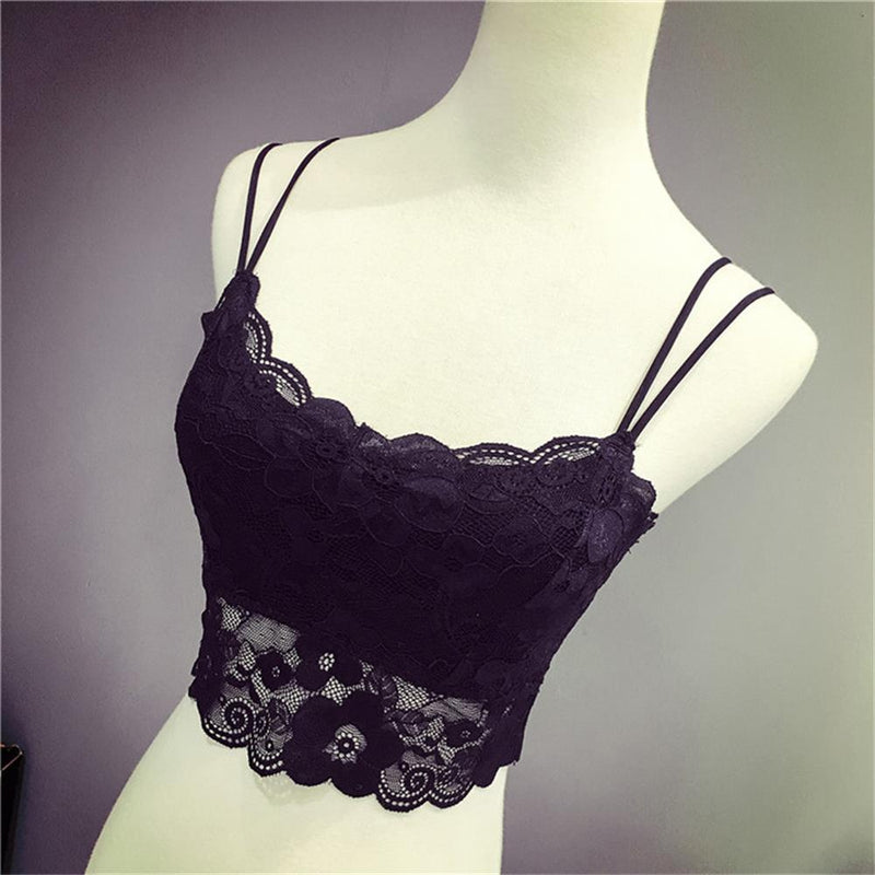 black lace bralette camisole tank top belly cropped shirt elegant dainty small by kawaii babe
