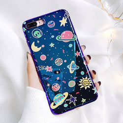 shiny holographic outer space iphone case phone protector cases  planets moon stars intergalactic galaxy by kawaii babe