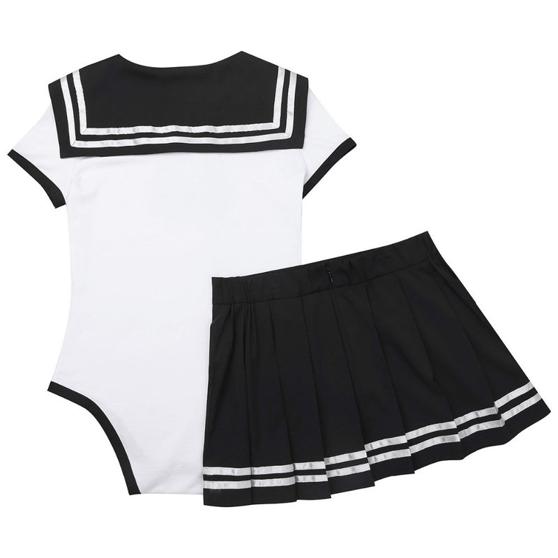 school girl sailor scout adult onesie two piece 2pc set outfit romper jumper bodysuit sailor scout sailor moon cosplay costume snap crotch cgl abdl ddlg by kawaii babe
