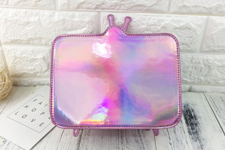 3d holographic television set Brain washed handbag purse shoulder bag k-pop japan harajuku fashion shiny metallic by kawaii babe
