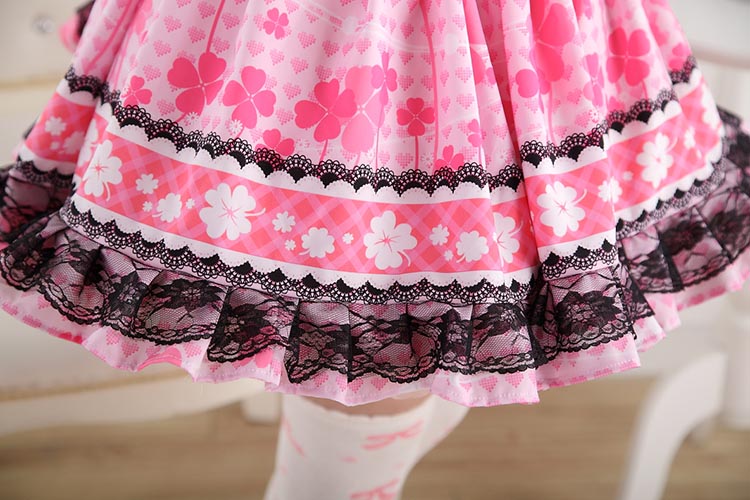 pink sakura cherry blossom sweet lolita skirt pink princess floral flowers ruffled layered petticoat kawaii harajuku japan fashion by kawaii babe