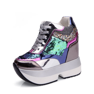 Shoe Laces Amazon Women's High Top Sneakers Sequin Platform