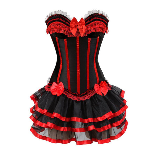 corset dress tutu Boned with Layered Ruffles Bows and Lace Up Back Red / S San Diego BFCM Color:GreyBlue Aurora - Long-Sleeve Leopard Designed with a power