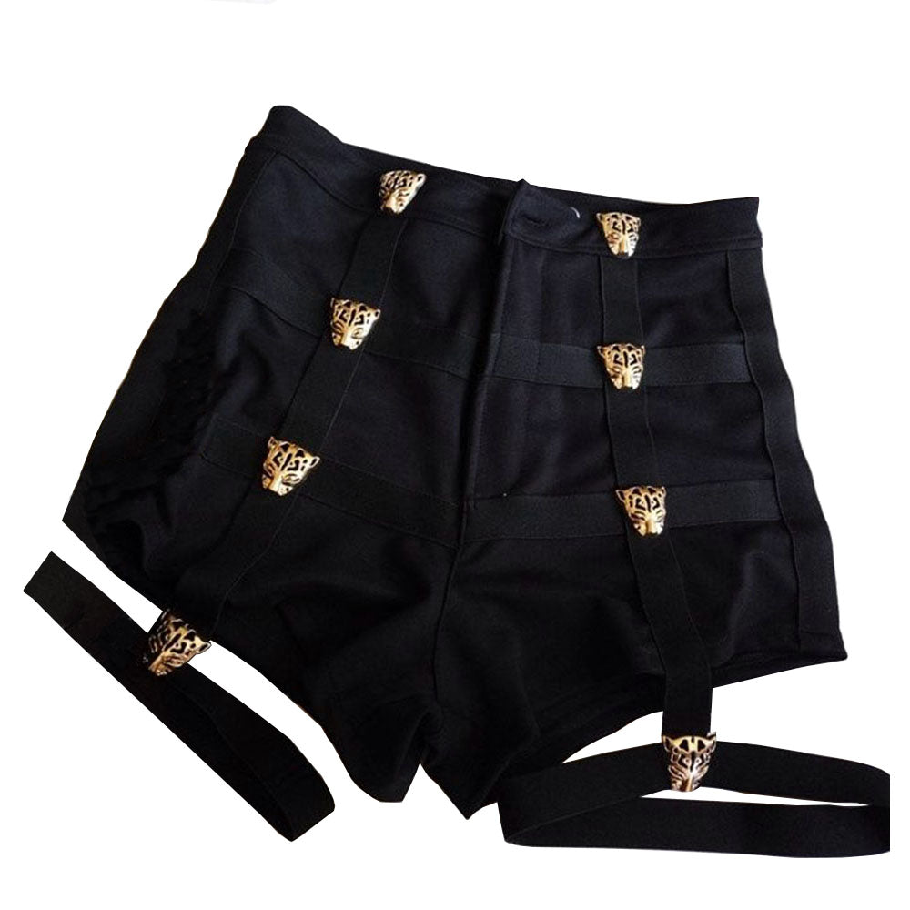 Black Goth Shorts With Garter Belts Built In Edgy Punk Kawaii Babe