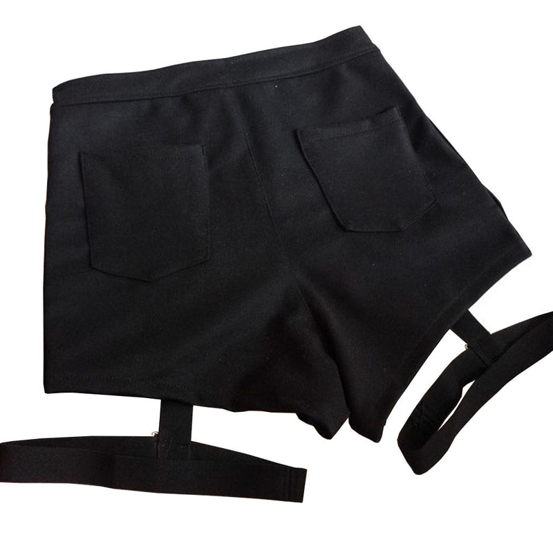 Black Goth Shorts With Garter Belts Built In Edgy Punk | Kawaii Babe Black Goth Shorts With Garter Belts Built In Edgy Punk | Kawaii Babe