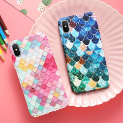 mermaid fish scale iphone case phone cases for android and apple iphones magical aquatic rainbow holographic granite shimmer by kawaii babe