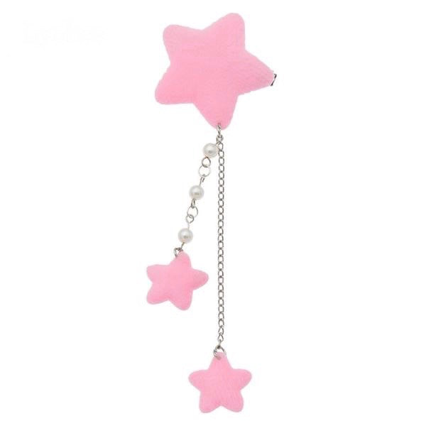 Pink Star Dangling Hair Charm Clip Hairclip Pin Fairy Kei Harajuku Japan Kawaii Fashion Pearls