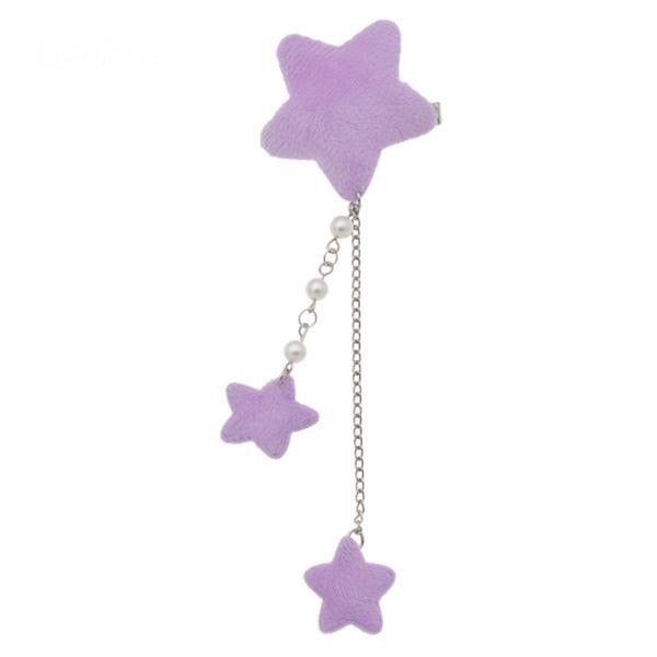 Purple Star Dangling Hair Charm Clip Hairclip Pin Fairy Kei Harajuku Japan Kawaii Fashion Pearls