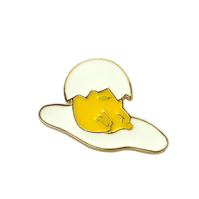 lazy gudetama egg enamel pin lapel brooch happy yellow egg yolk kawaii harajuku japan fashion accessories by kawaii babe