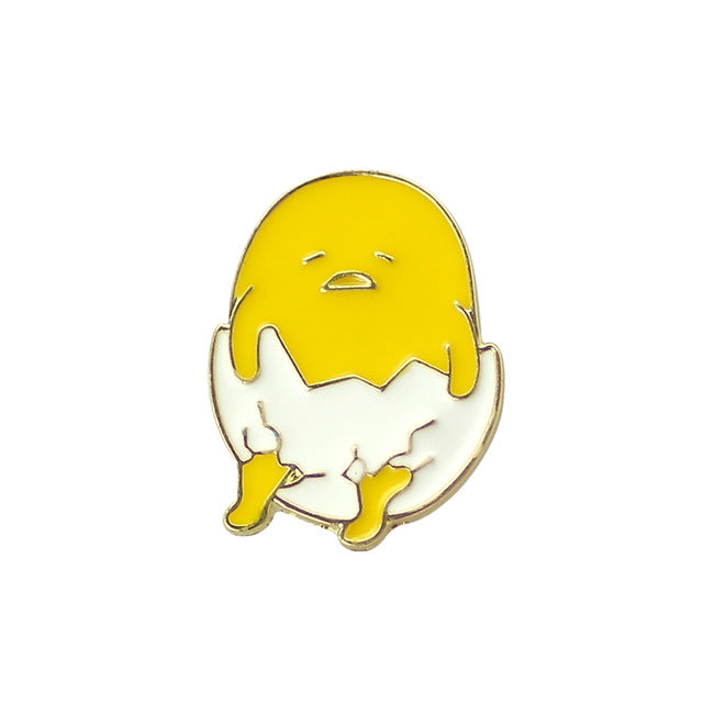 lazy gudetama egg enamel pin lapel brooch happy yellow egg yolk kawaii harajuku japan fashion accessories by kawaii babe