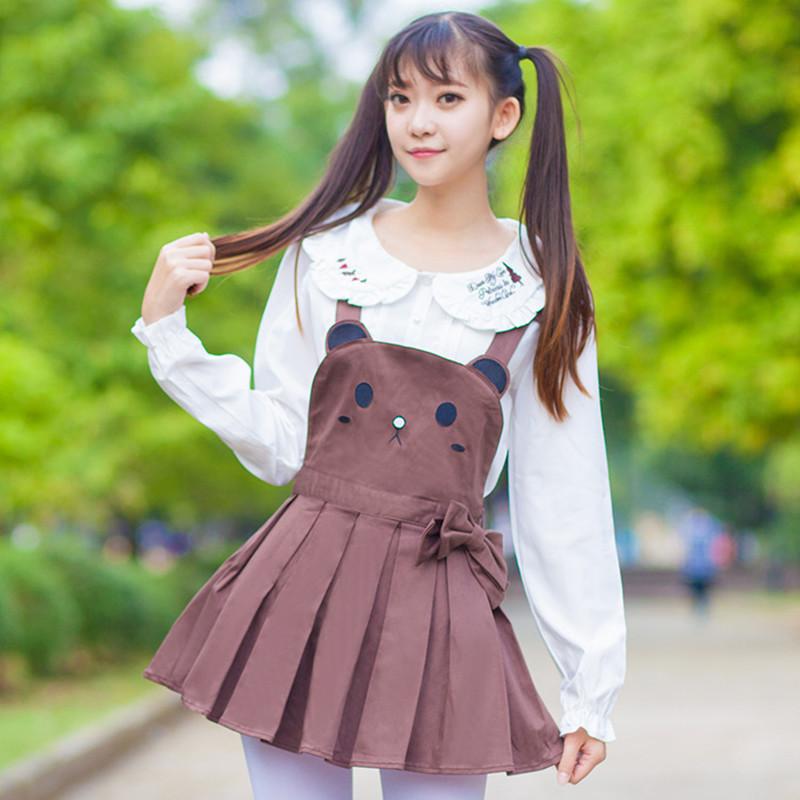 Brown bear kitty cat jumper dress pleated skirt dunagrees little space ddlg abdl cgl cglre age regression kawaii fashion outfit