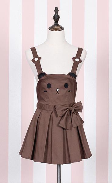 Brown bear kitty cat jumper dress pleated skirt dunagrees little space ddlg abdl cgl cglre age regression kawaii fashion outfit