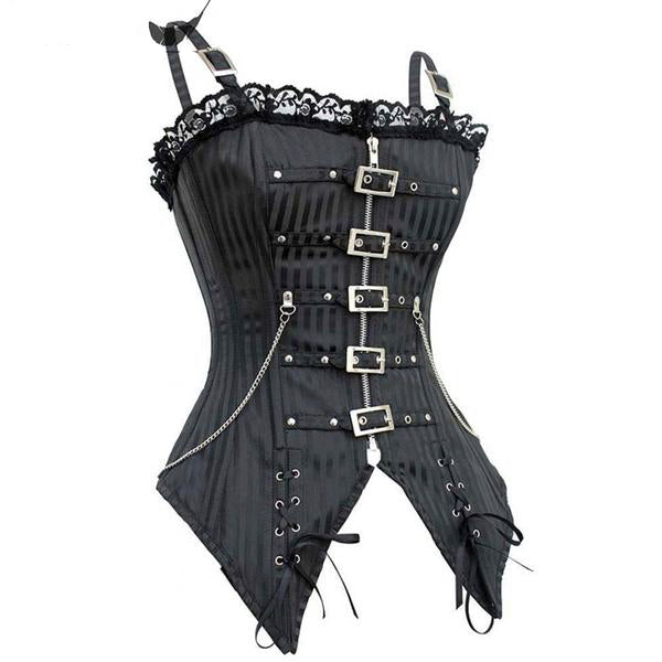 sexy punk rock corset edgy goth fashion waist trainer hourglass figure buckled leather lace up strappy tank top