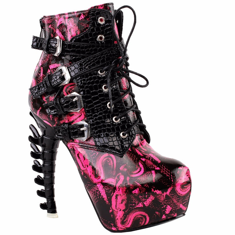 Slithering Snake Snakeskin Booties 3D Spinal Cord Boots | Kawaii Babe