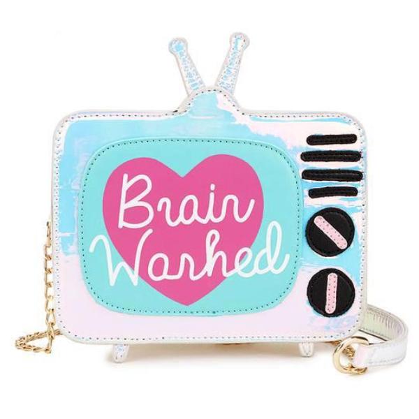 3d holographic television set Brain washed handbag purse shoulder bag k-pop japan harajuku fashion shiny metallic by kawaii babe