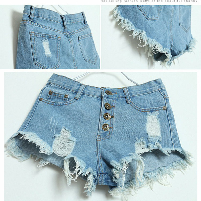 candy colored distressed jean shorts button up ripped denim acid washed summer shorts by kawaii babe