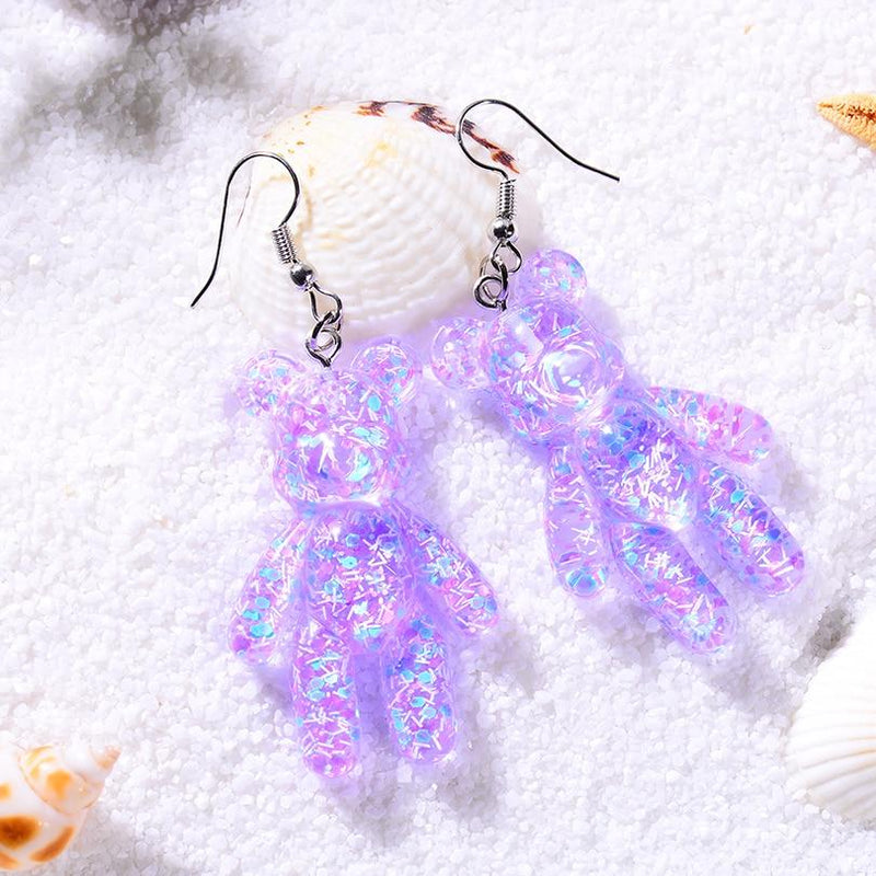 1pair Fashion Craft Glitter Heart and star Drop Earrings Resin