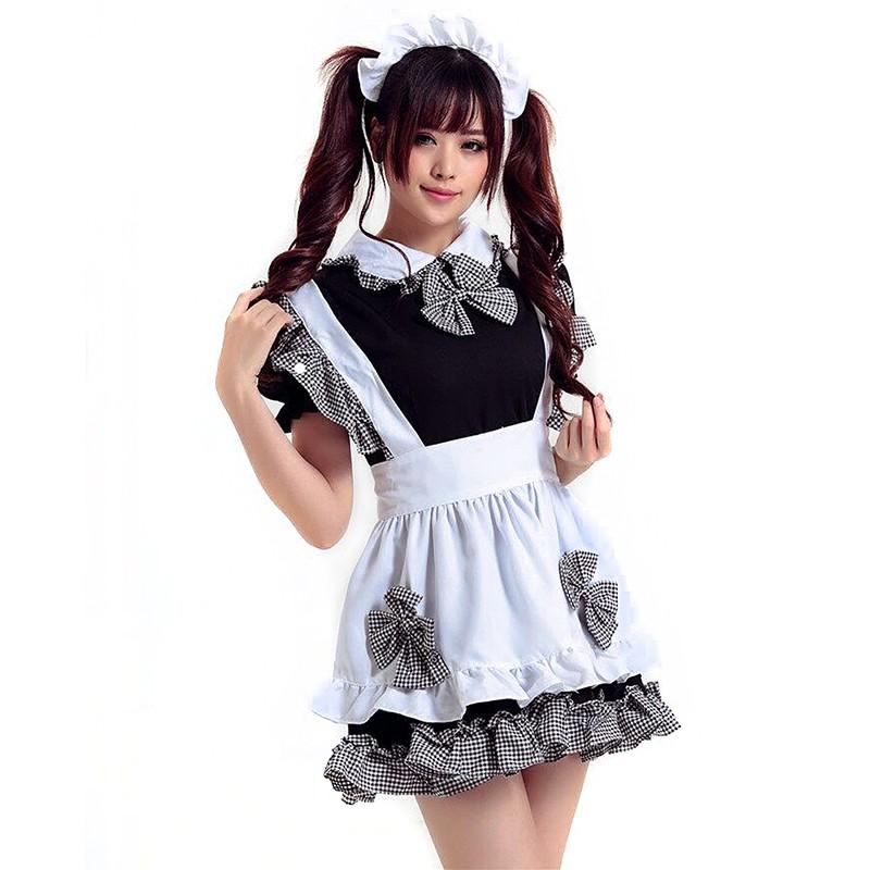 French Maid Costume Cosplay Outfit Halloween KInk Fetish Sexy Maiden 