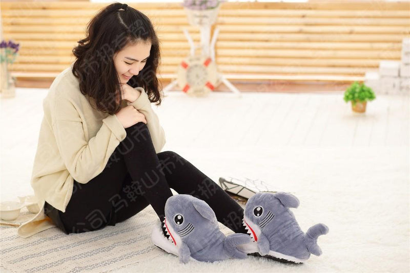 baby shark slippers plush soft jaws open mouth cute 