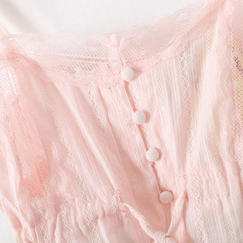 Sweet Pink Lolita Pajamas Pj's Nightwear Crop Top Shorts Cute Kawaii Summer Sleepwear
