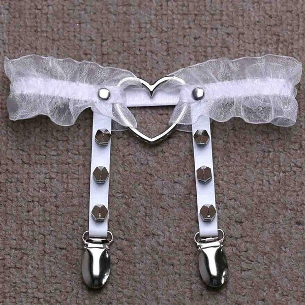Ruffled Garter Belt Lace Chiffon Punk Rock Spikes | Kawaii Babe Ruffled Garter Belt Lace Chiffon Punk Rock Spikes | Kawaii Babe
