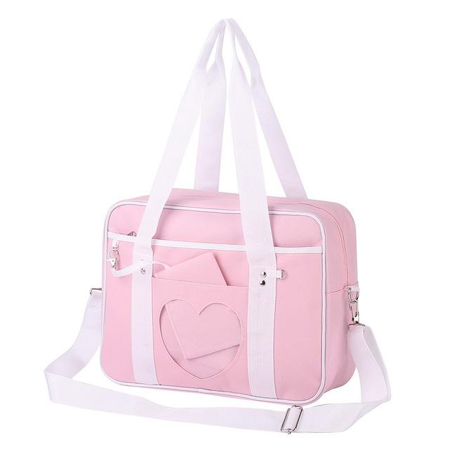 Pastel Pink Heart Handbag Duffle Messenger Bag Cute Harajuku Kawaii Fashion Fairy Kei