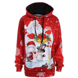 Red Christmas Santa Hoodie Sweatshirt Hooded Sweater Santa Clause Feliz Navidad Holidays