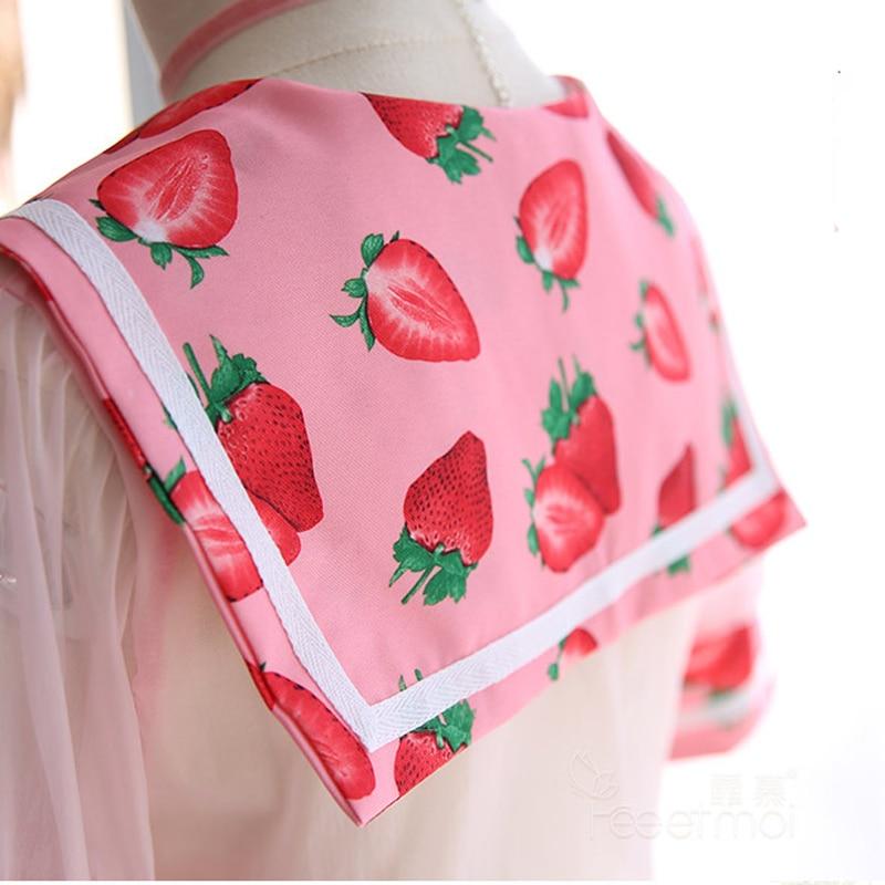 Sweet Strawberry Lingerie School Girl Outfit Cosplay Sexy Pleated Skirt & See Through Top 