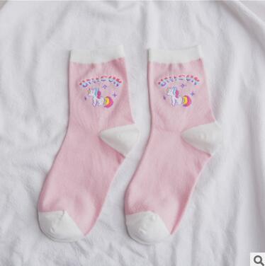 Pink Unicorn Pastel Socks Kawaii Fairy Kei Cute Fashion 