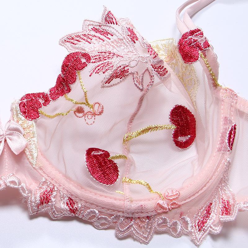 Pink Blossom Lingerie Set, Embroidered Lingerie, Sheer Lingerie 
