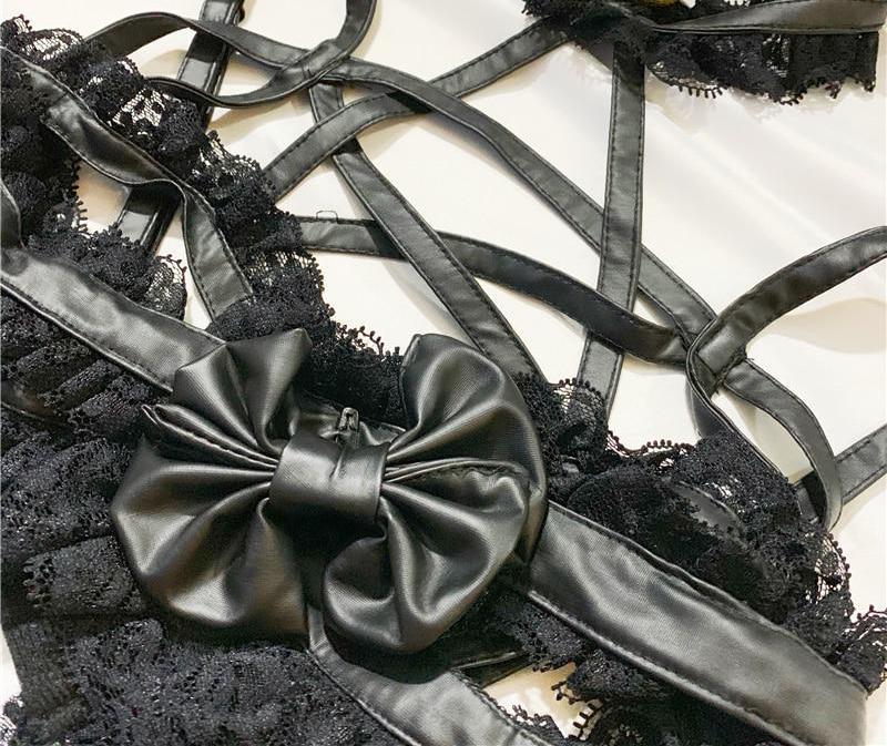 Devil Lingerie Set Bat Wing Garter Belt Fetish Kink Anime Gothic Pentagram Witch Sexy Underwear Intimates
