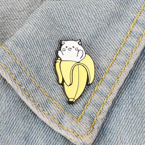 Banana Cat Bananya Enamel Pin Lapel Brooch Kawaii Cute Accessories 