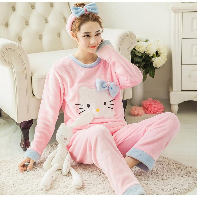 Fuzzy Flannel Pajama Sets Furry Soft Kawaii Cute