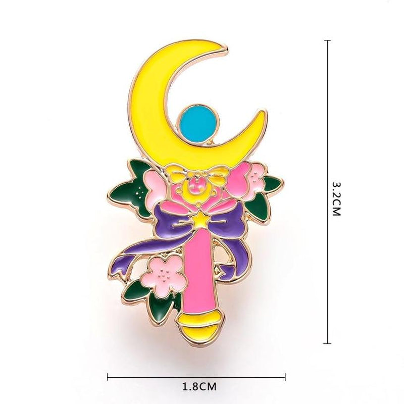 Sailor Moon Wand Enamel Pin Lapel Brooch Magical Girl Mahou Shoujo Otaku Anime Kawaii