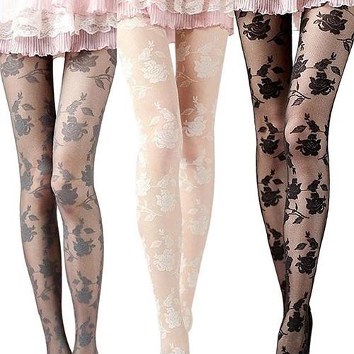 FLower Lace Nylon Tights Leggings Transparent Lolita Mori Girl Fashion