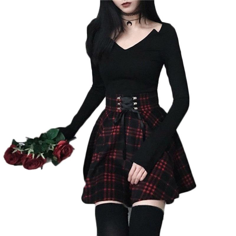 Red Plaid Skirt (Up to 4XL)