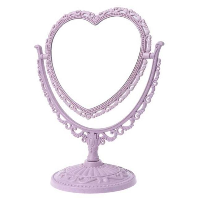 Purple Pastel Heart Make-Up Mirror Cosmetic Dual Sided Kawaii Fairy Kei 