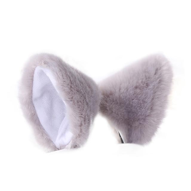 Grey Furry Soft Neko Ears Clip In Cat Ears Fox Ears Petplay Kink Fetish Furries 
