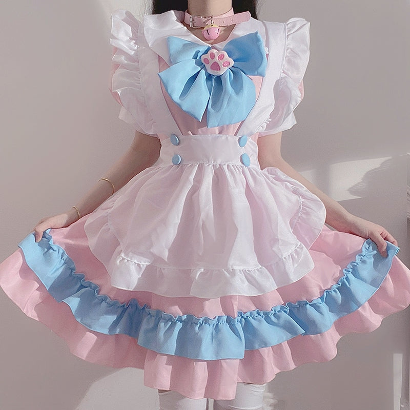 Puppy Maid Cosplay Dress Pink Blue Cotton Candy Kawaii Babe Pink/Blue / 4XL Puppy Maid Cosplay Dress Pink Blue Cotton Candy Kawaii Babe Pink/Blue / 4XL