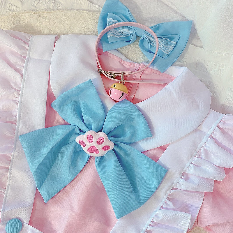 Puppy Maid Cosplay Dress Pink Blue Cotton Candy Kawaii Babe Pink/Blue / 4XL Puppy Maid Cosplay Dress Pink Blue Cotton Candy Kawaii Babe Pink/Blue / 4XL
