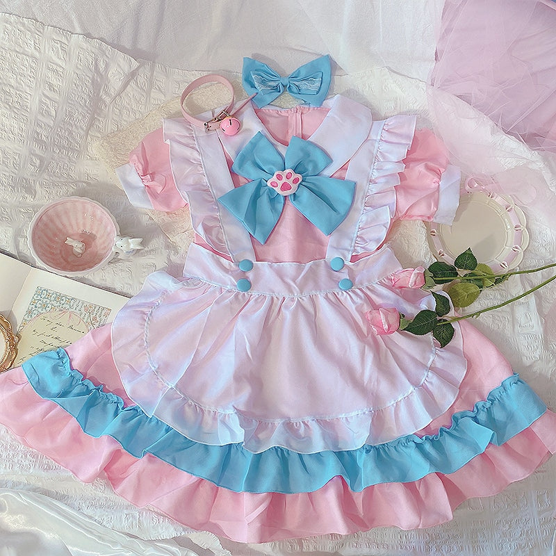 Puppy Maid Cosplay Dress Pink Blue Cotton Candy Kawaii Babe Pink/Blue / 4XL Puppy Maid Cosplay Dress Pink Blue Cotton Candy Kawaii Babe Pink/Blue / 4XL