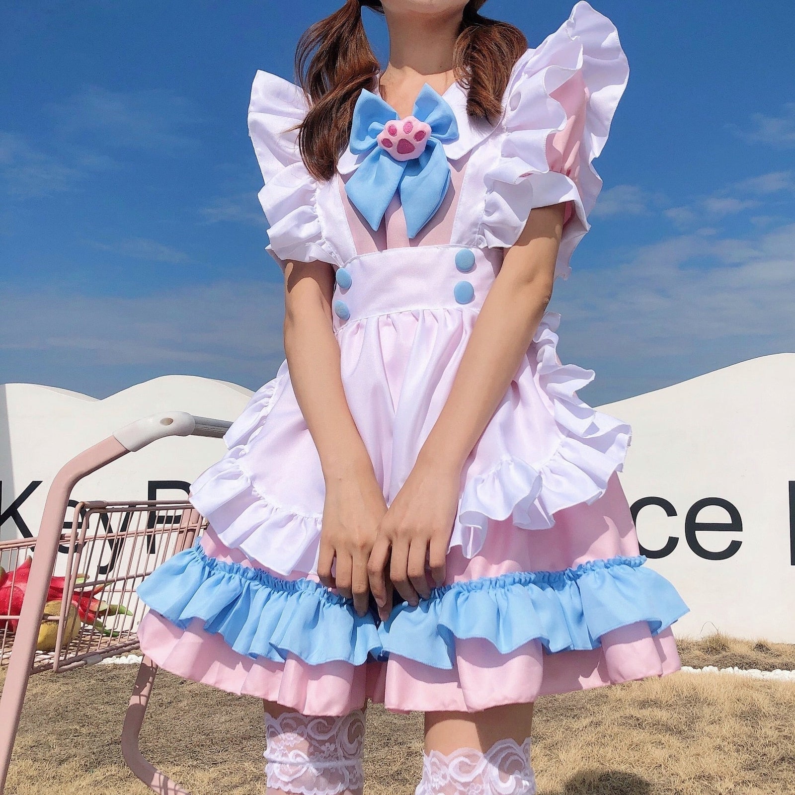 Puppy Maid Cosplay Dress Pink Blue Cotton Candy Kawaii Babe