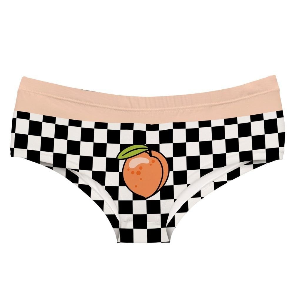 Racing Checkerboard Peach Undies Fruit Panties | Kawaii Babe