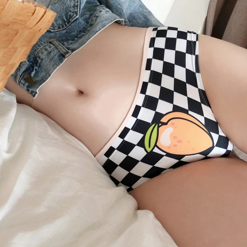 Racing Checkerboard Peach Undies Fruit Panties
