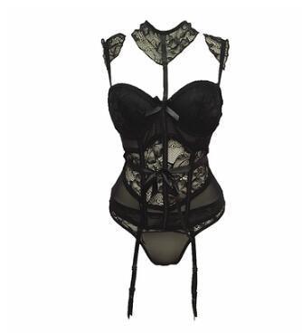 Regal Elegant Lace Black Lingerie Set Fetish Kink Intimate Underwear Brasier Bra