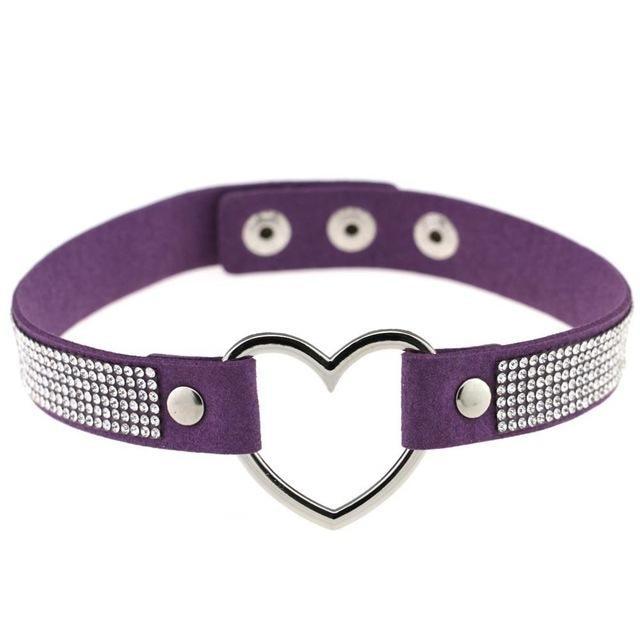Purple Rhinestone Diamond Choker Kinky Collar Necklace BDSM Princess by DDLG Playground